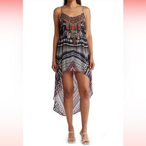 SHAHIDA PARIDES Beaded Printed Hi/Low Maxi Dress NWT Size L/XL
